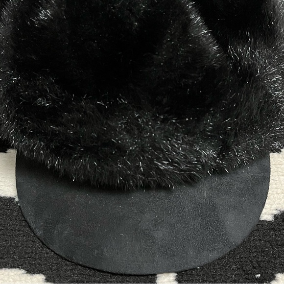 Vintage Angora Black Newsboy Cabbie Hat Cap Y2K - Picture 8 of 10